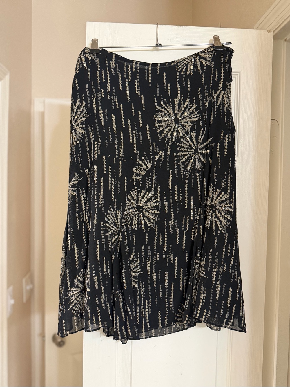 Alfani Black Midi Skirt with Ivory Burst Print
